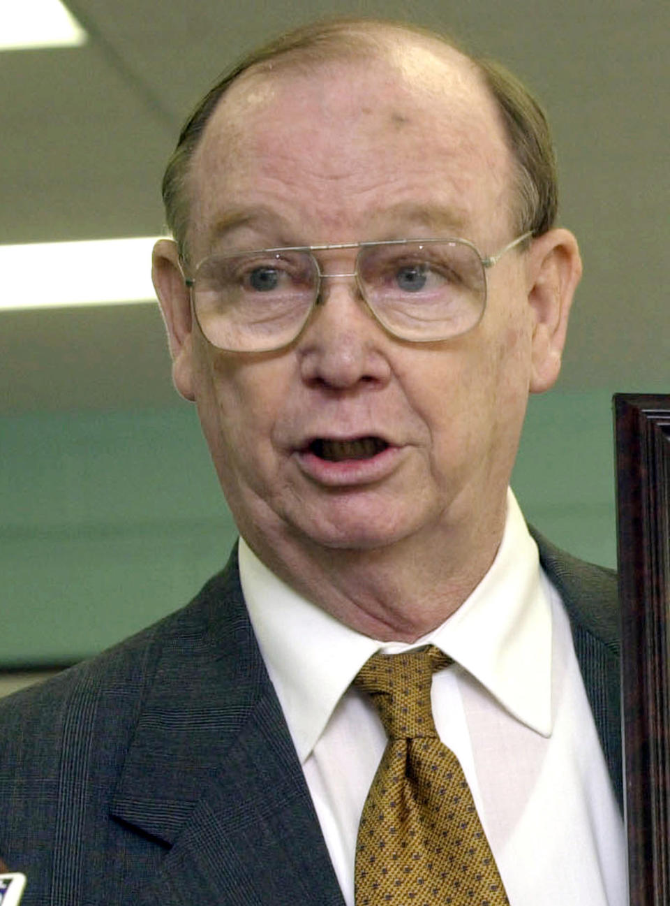 FILE - Donald Wildmon, founder of the American Family Association, a conservative Christian advocacy group, poses in Pearl, Miss. Aug. 24, 2001. Wildmon has died, the organization announced Thursday, Dec. 28, 2023. The 85-year-old Mississippi native died on Thursday from complications related to Lewy body dementia, an obituary published by WTVA-TV said. (AP Photo/Rogelio V. Solis, File)