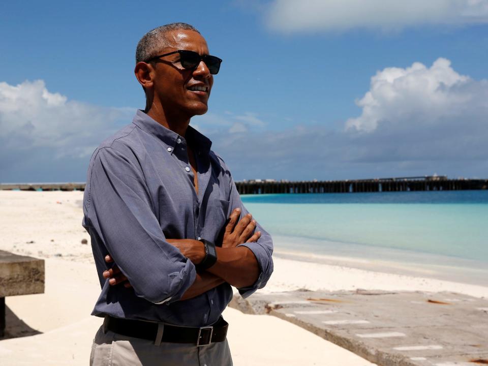 Barack Obama at a beach