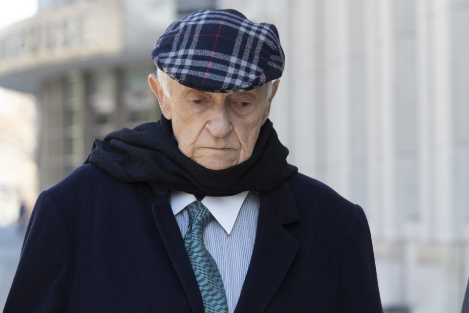 Jose Margulies leaves federal court following his sentencing, Tuesday, Jan. 21, 2020, in the Brooklyn borough New York. A federal judge in Brooklyn sentenced Brazilian broadcast executive Margulies to two years' probation on Tuesday for acting as an intermediary in a scheme to exchange bribes for the media rights to South American soccer tournaments. (AP Photo/Mary Altaffer)