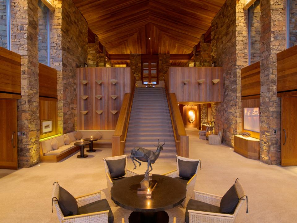 The lobby at the Amangani in Jackson Hole, Wyoming.