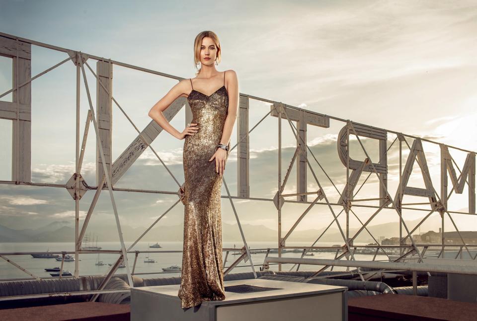 Photographed by Mattieu Salvaing on the rooftop of the Grand Hyatt Cannes Hotel Martinez wearing a de Grisogono Allegra