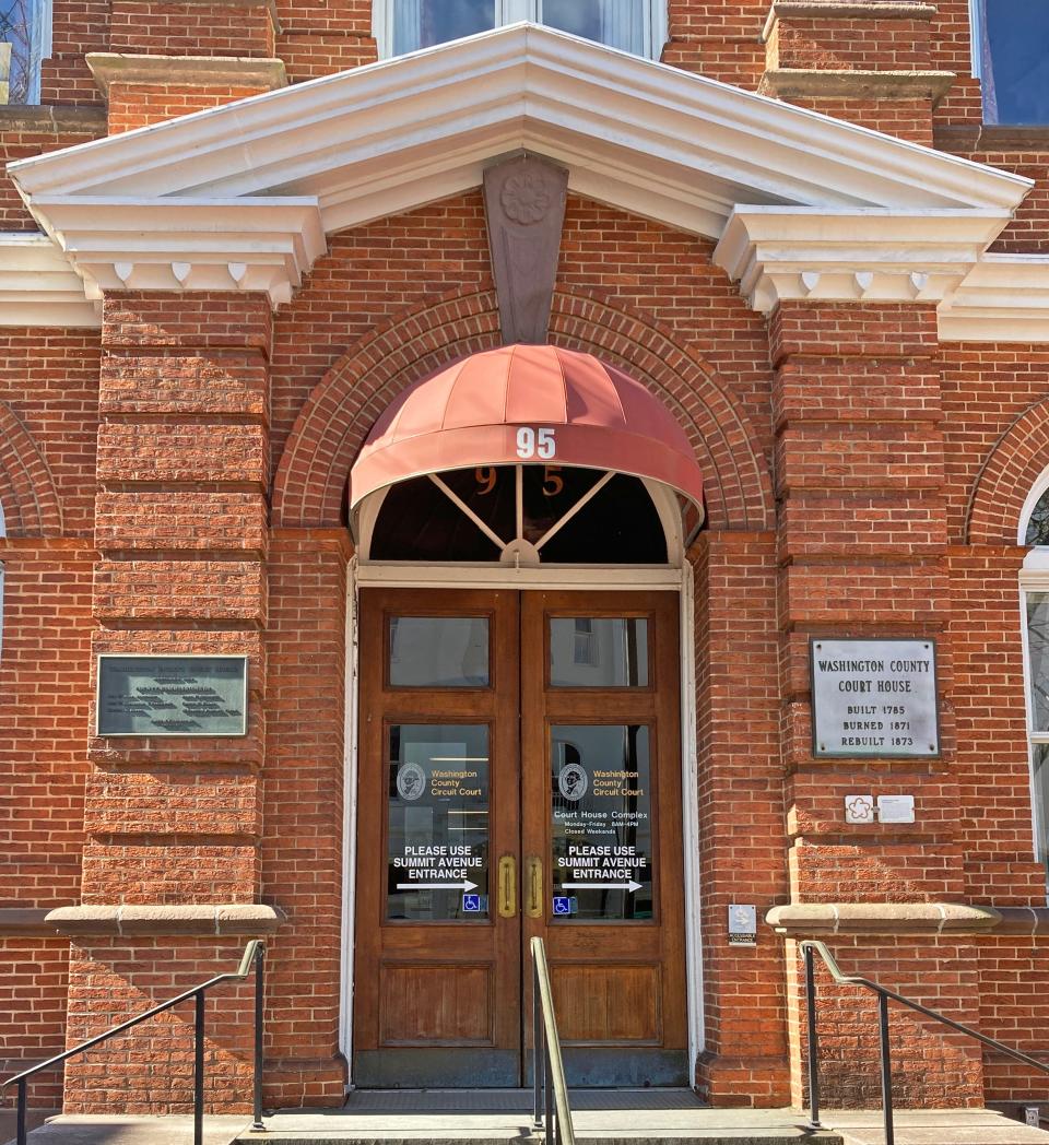 The entrance to the Washington County Courthouse is seen in this March 29, 2022, file photo.