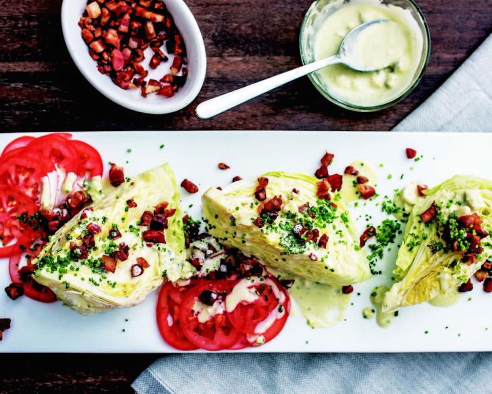 Iceberg Wedge with Smoked Bacon and Roquefort Dressing