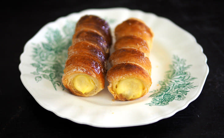 Fruity Bakery &amp; Cafe's cream horns has a better ratio of pastry with custard.