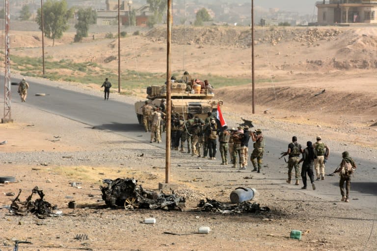 Iraqi troops deploy in the town of Sharqat, 260 kilometres (160 miles) northwest of Baghdad and around 80 kilometres (50 miles) south of Mosul