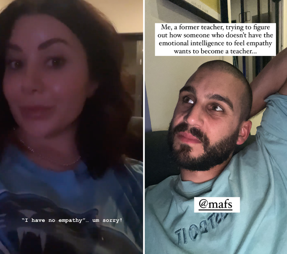 MAFS&#39; Martha Kalifatidis and Michael Brunelli on their Instagram Stories.