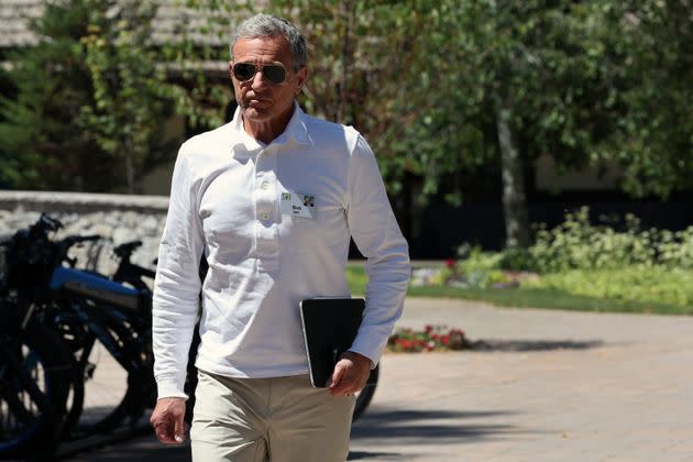 Bob Iger, CEO of Disney, walks to lunch at the Allen & Company Sun Valley Conference on July 12, 2023 in Sun Valley, Idaho. Every July, some of the world's most wealthy and powerful figures from the media, finance, technology and political spheres converge at the Sun Valley Resort for the exclusive weeklong conference.