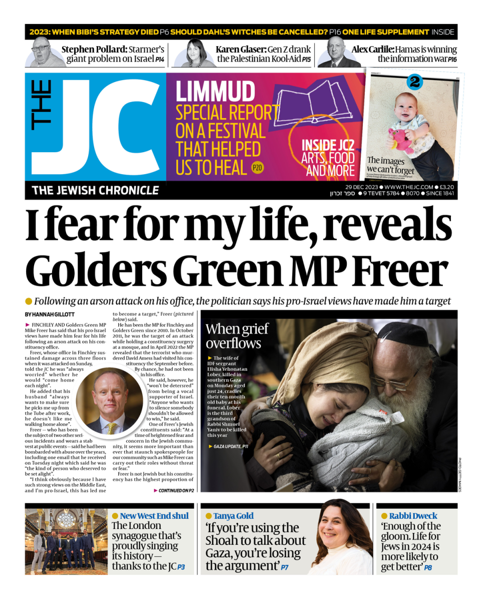 A recent Jewish Chronicle front page (Jewish Chronicle)