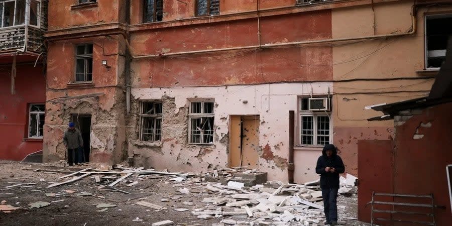 Destruction in Kherson after regular shelling by Russians