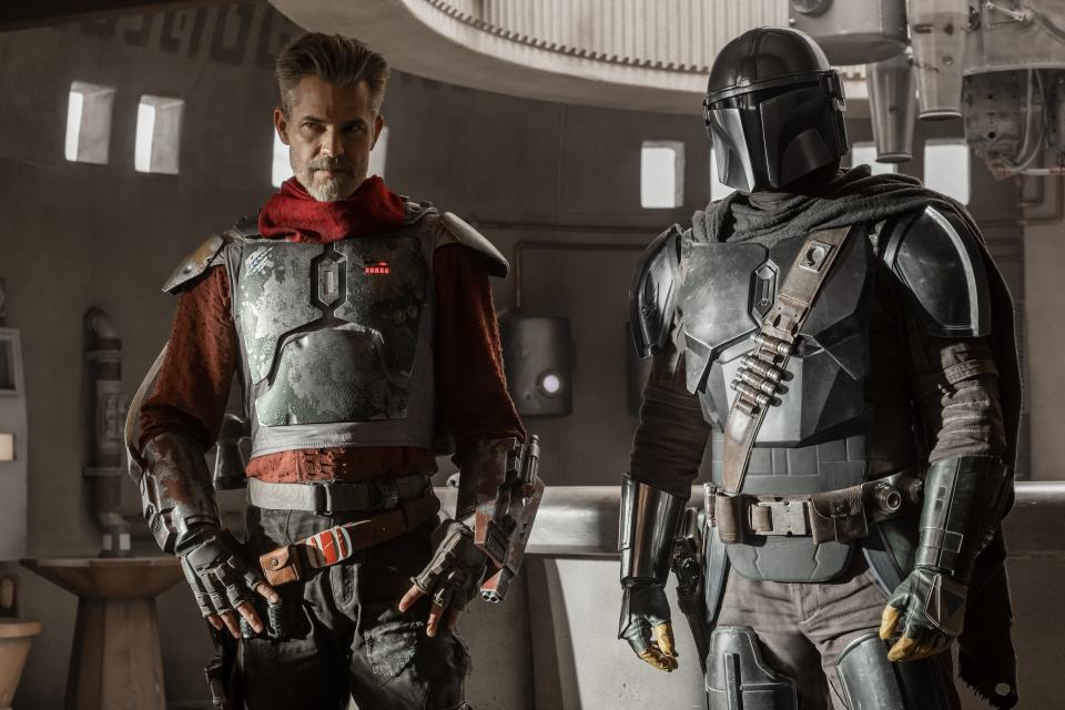 Cobb Vanth (Timothy Olyphant) finds a key ally in Din Djarin (Pedro Pascal) in "The Mandalorian."