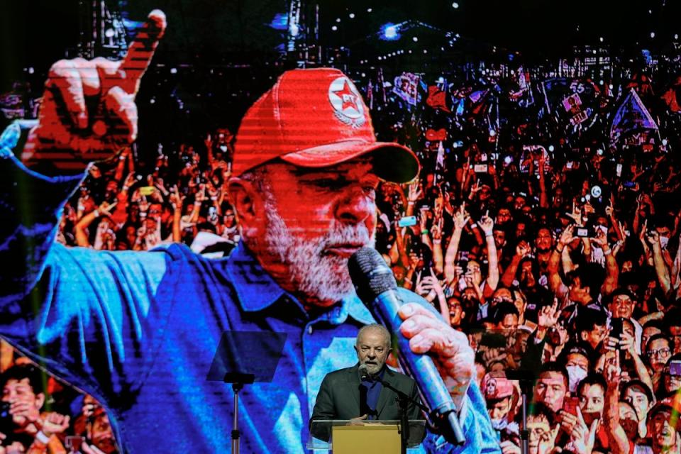 ‘Lula’ D Silva at a rally on Thursday (AP)
