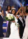 <p>Nia Franklin from North Carolina looked radiant as she started her reign as Miss America in a white one-shoulder evening gown.</p>