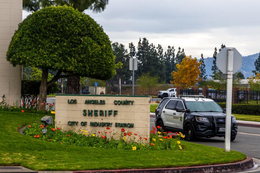 CITY OF INDUSTRY, CA - DECEMBER 19: Several LASD deputies from Industry Station allegedly attacked several teens outside a bowling alley in Montclair. Afterward, the investigation found the deputies were members of a deputy gang. Los Angeles County Sheriff's sub-station on Tuesday, Dec. 19, 2023 in City of Industry, CA. (Irfan Khan / Los Angeles Times)