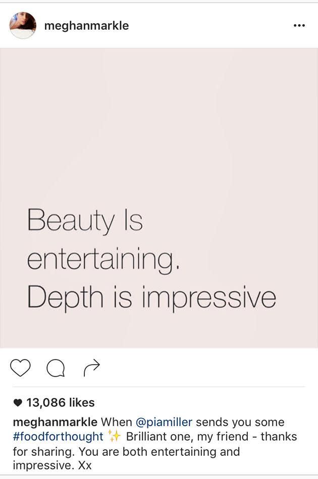 Meghan shared this post dedicated to Pia in May. Source: Instagram