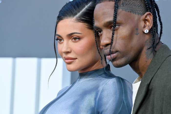 Closeup of Kylie Jenner and Travis Scott