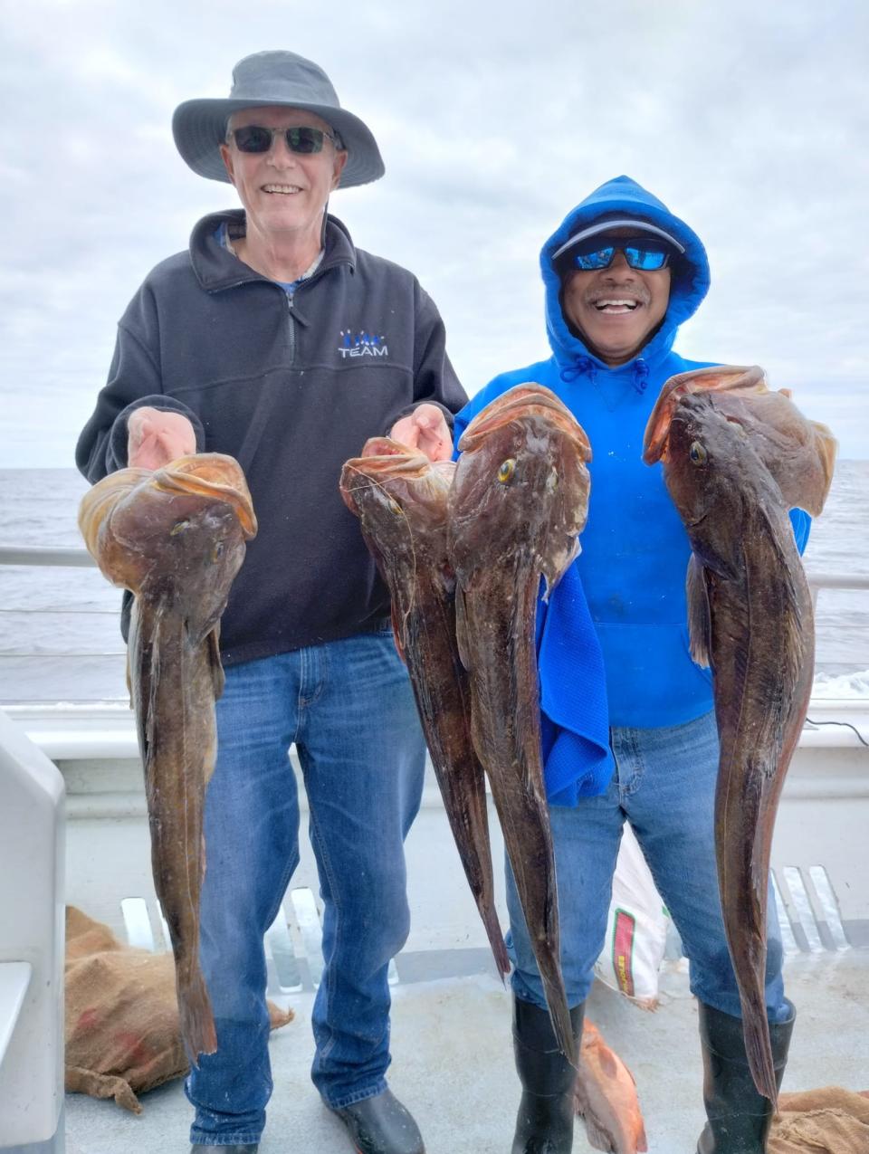 These two anglers caught their two-fish limits of lingcod while fishing aboard the Check Mate sportfishing boat in Monterey.