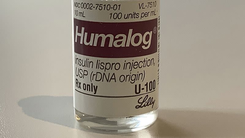 This Wednesday, March 1, 2023, photo shows a vial of Eli Lilly’s Humalog insulin in New York. Eli Lilly, Sanofi and Novo Nordisk have all agreed to drop costs of insulin for customers.