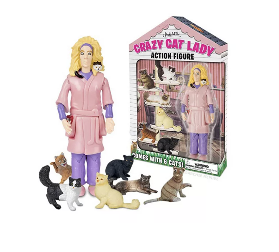 <p><a href="https://go.redirectingat.com?id=74968X1596630&url=https%3A%2F%2Fwww.tipsyelves.com%2Fproducts%2Fcrazy-cat-lady-figure&sref=https%3A%2F%2Fwww.womansday.com%2Flife%2Fg41282771%2Fdirty-santa-gift-ideas%2F" rel="nofollow noopener" target="_blank" data-ylk="slk:Shop Now;elm:context_link;itc:0;sec:content-canvas" class="link ">Shop Now</a></p><p>Crazy Cat Lady Figure</p><p>tipsyelves.com</p><p>$16.95</p><span class="copyright">Tipsy Elves</span>