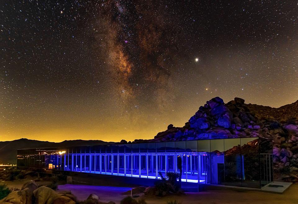 A view of the Invisible House under the high desert stars.