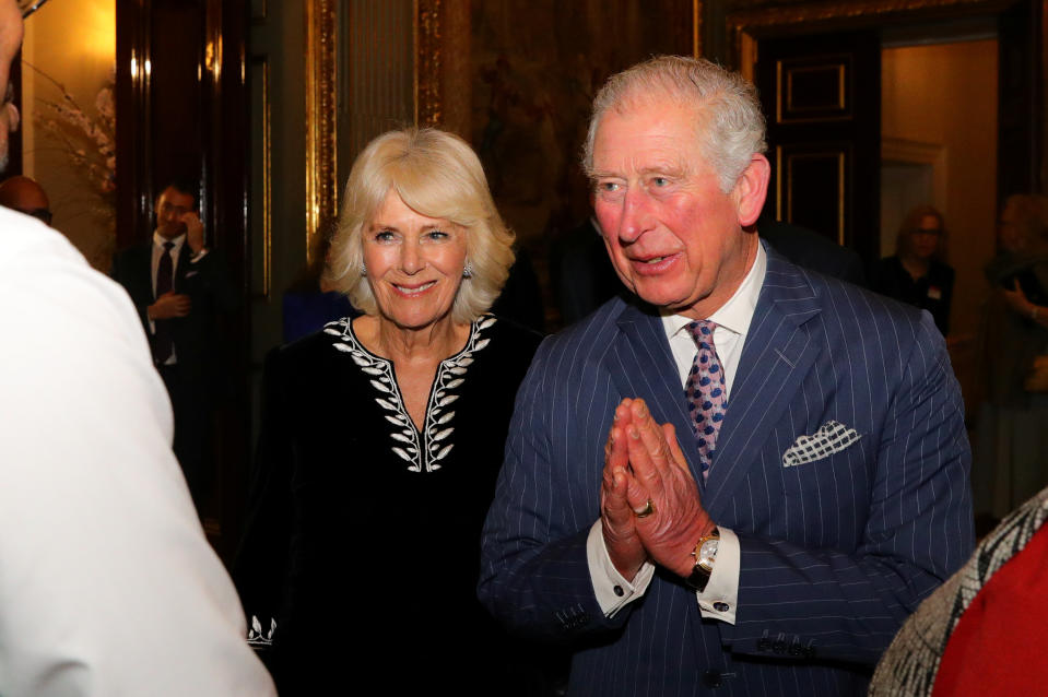 Britain's Prince Charles and Camilla, Duchess of Cornwall attend the Commonwealth Reception at Marlborough House, in London, Britain March 9, 2020. Aaron Chown/Pool via REUTERS