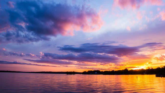 Pewaukee Lake sunset in Wisconsin