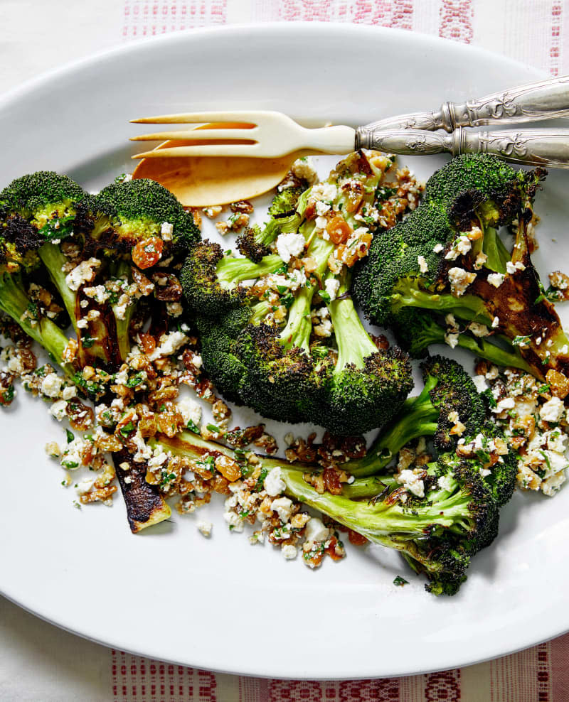 Broccoli Steaks with Walnut-Raisin Salsa