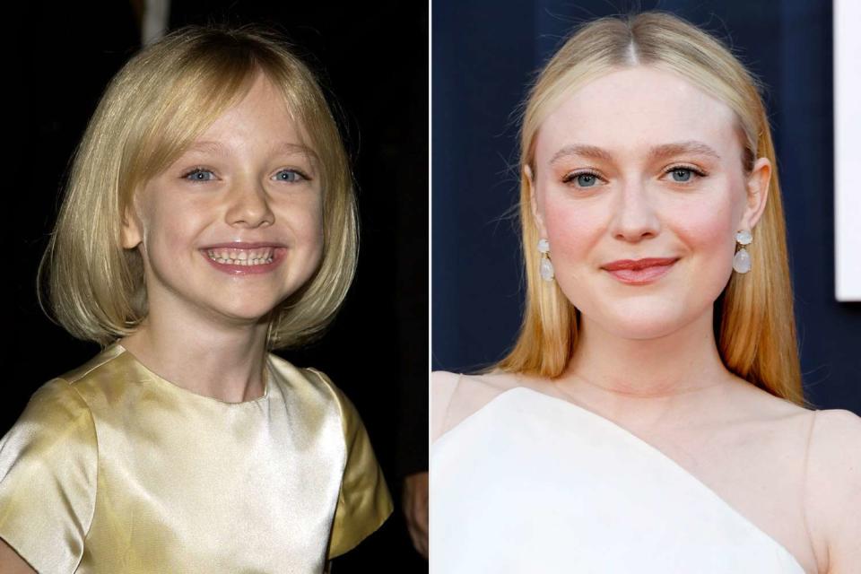 <p>SGranitz/WireImage; Frazer Harrison/Getty</p> Dakota Fanning in 2001 and in 2024