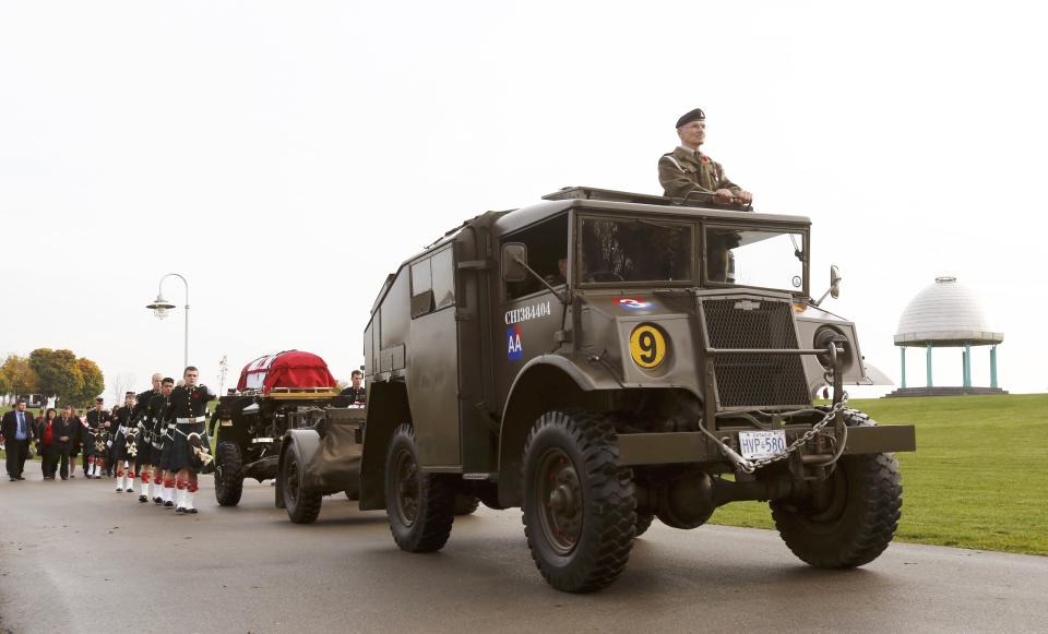 Soldiers escort the coffin during the funeral procession for Cpl. Nathan Cirillo in Bayfront Park in Hamilton