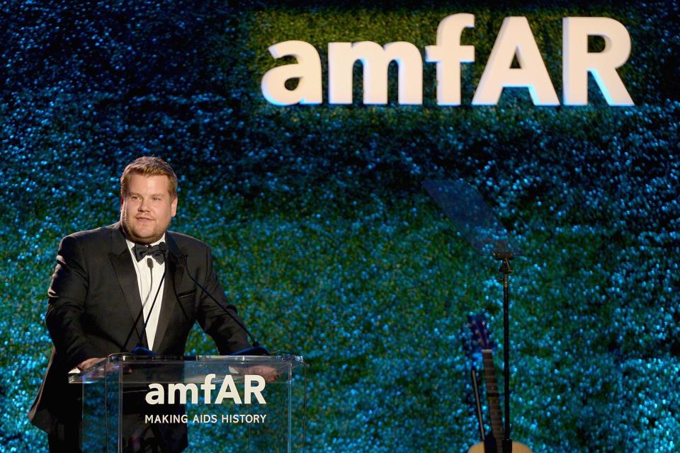 James Corden blasted for cracking Harvey Weinstein jokes at celebrity AmfAR gala