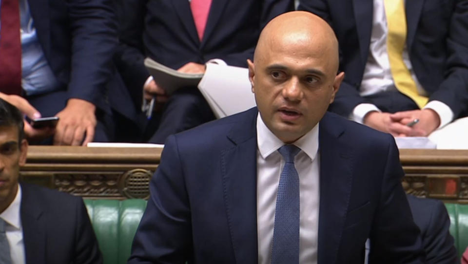 Chancellor of the Exchequer, Sajid Javid, makes a statement to Parliament confirming departmental budgets for 2020-21, in the House of Commons, London. (Photo by House of Commons/PA Images via Getty Images)