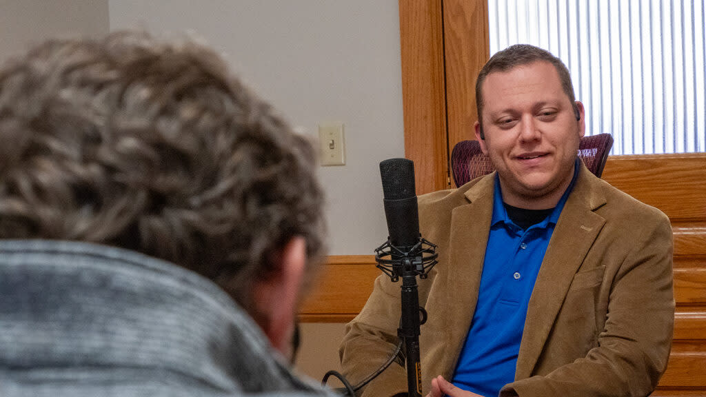 Jack Curtis, of the United Kansas Party, appears for an April 23, 2024, recording of the Kansas Reflector podcast.