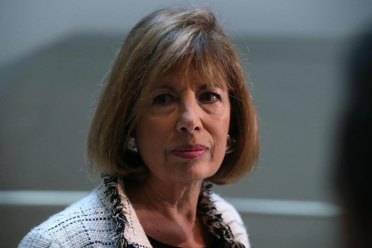 Representative Jackie Speier speaks to reporters after leaving a closed meeting with fellow committee members: Mark Wilson/Getty