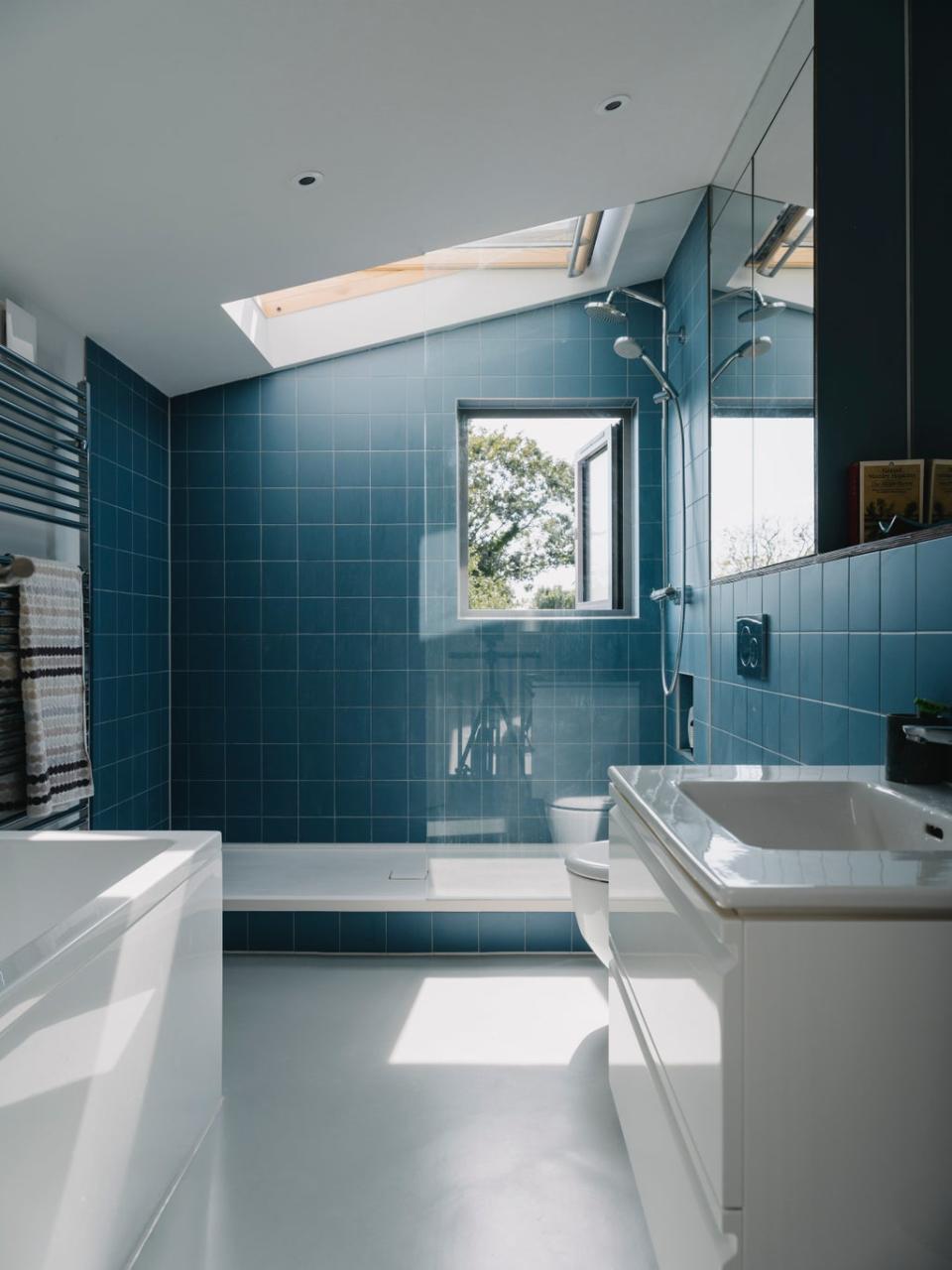 A new upstairs bathroom with skylight  was added above the back bedroom in a subtle structural reorganisation that did not require the hassle of a full planning application (Tim Crocker)