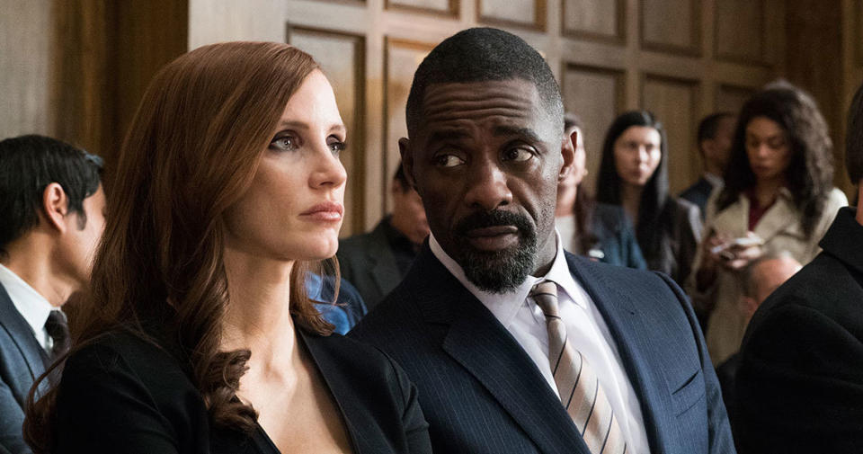 Idris Elba and Jessica Chastain star in Molly’s Game. (STXfilms)