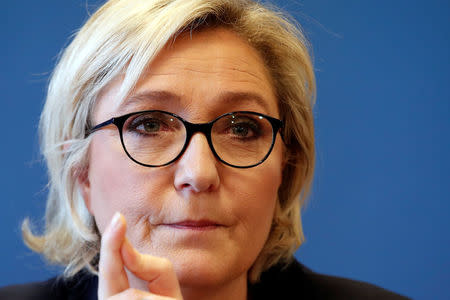 Marine Le Pen, head of France's far-right National Front (FN) political party, speaks during a news conference at the party headquarters in Nanterre near Paris, France, November 22, 2017. REUTERS/Benoit Tessier