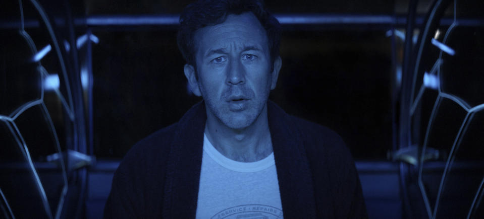 This image released by Apple TV+ shows Chris O'Dowd in a scene from the series "Big Door Prize." (Apple TV+ via AP)