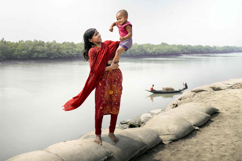 Sakila Akhtar with her daughter Maria. (Fabeha Monir for NBC News)