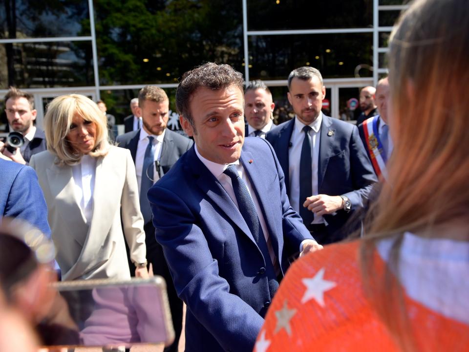Emmanuel Macron meets voters in Le Touquet (Getty Images)