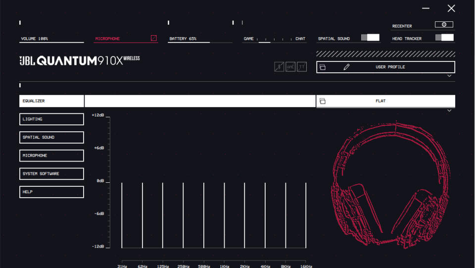 The software of the  JBL Quantum 910X.