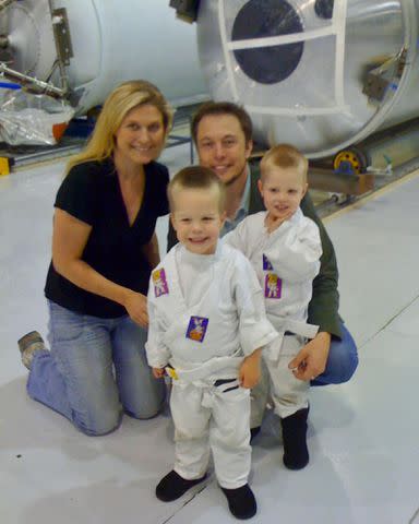 <p>Maye Musk Instagram</p> Tosca Musk and Elon Musk with his kids at a SpaceX office in 2008.