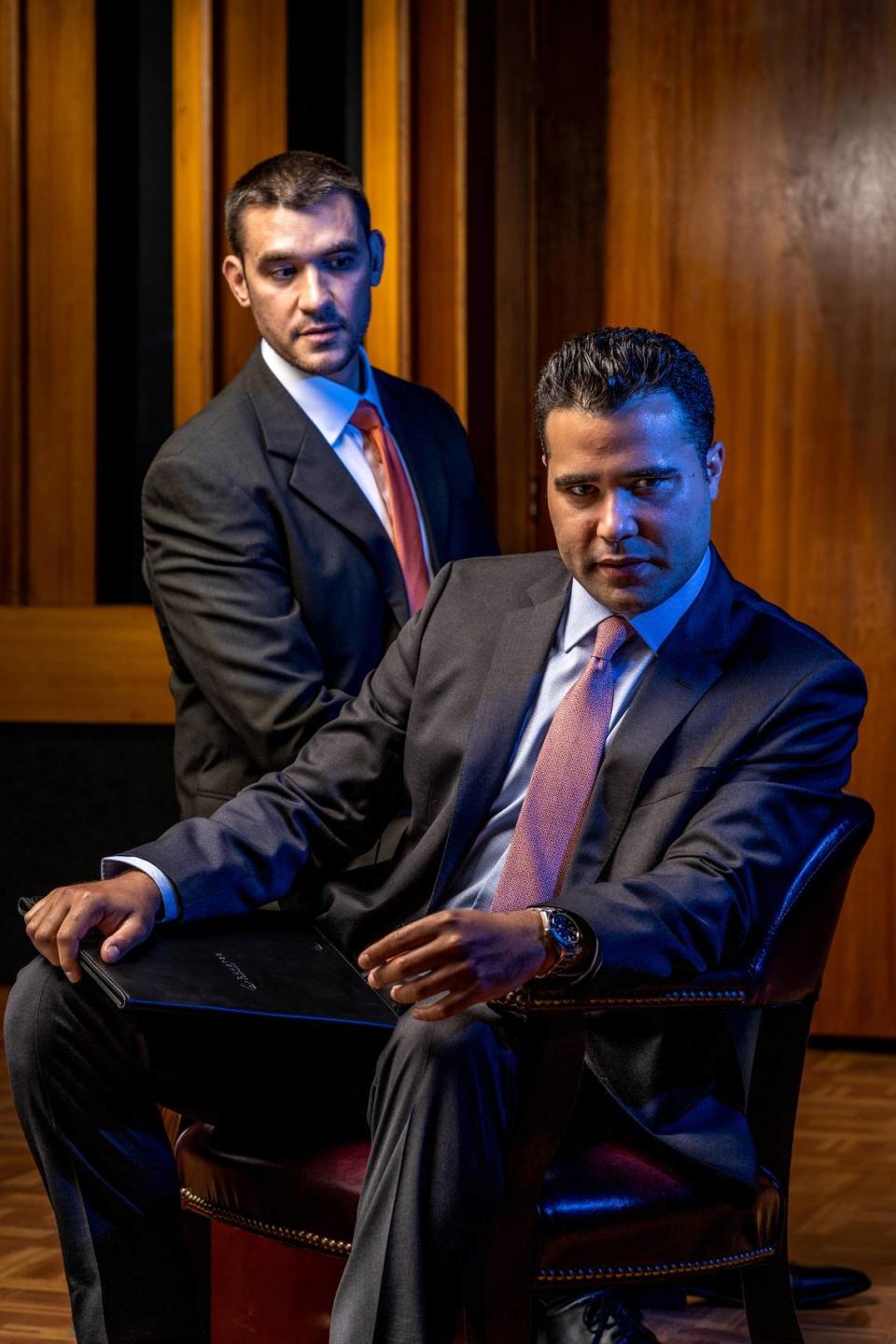 Andy Mendez and Daniel Capote in Miami New Drama’s play ‘Elían’ which runs at the Colony Theater Oct. 27 through Nov. 20.