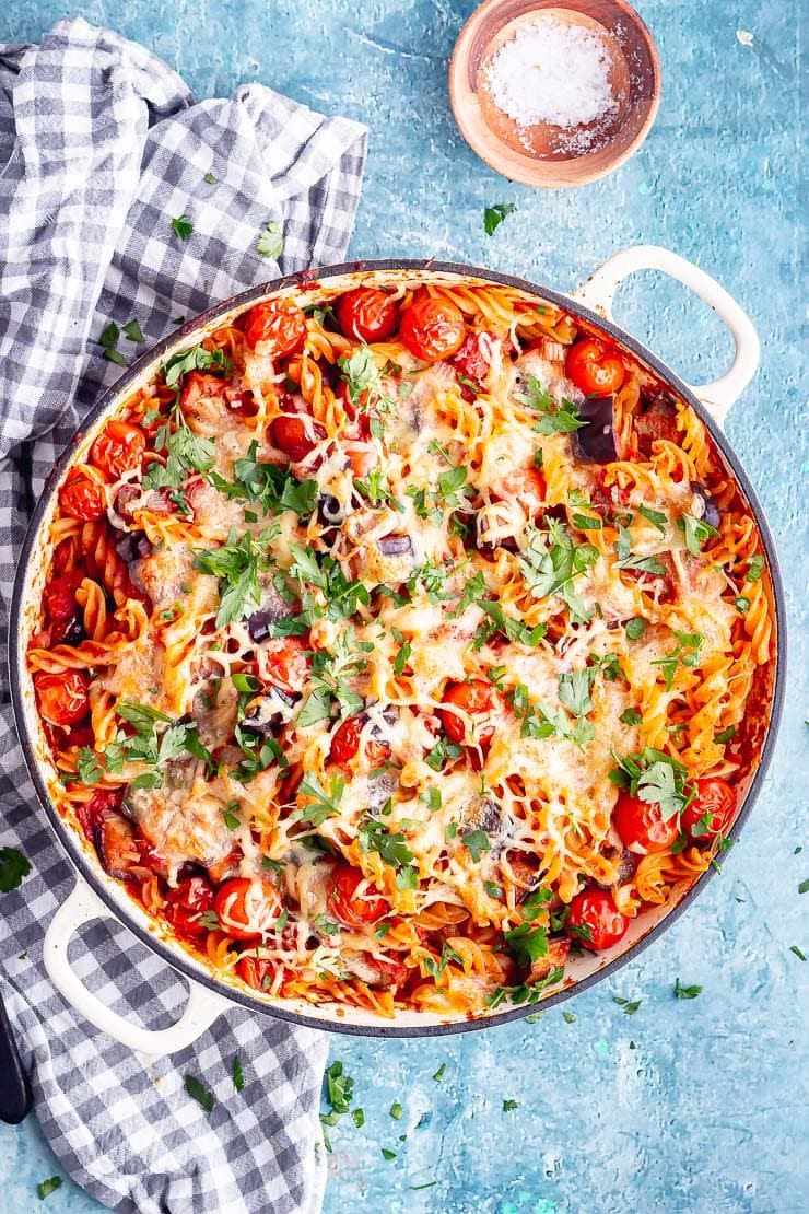 Aubergine Pasta Bake with Balsamic Tomato Sauce