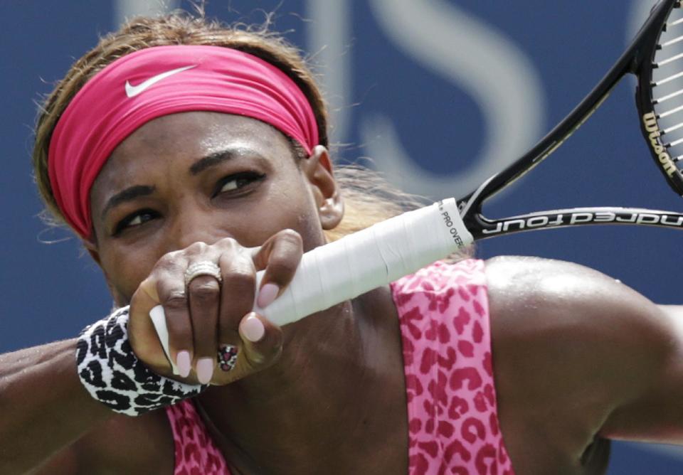 Serena Williams is a heavy favorite against Flavia Pennetta of Italy in their quarter-final match Wednesday. (AP Photo/Charles Krupa)