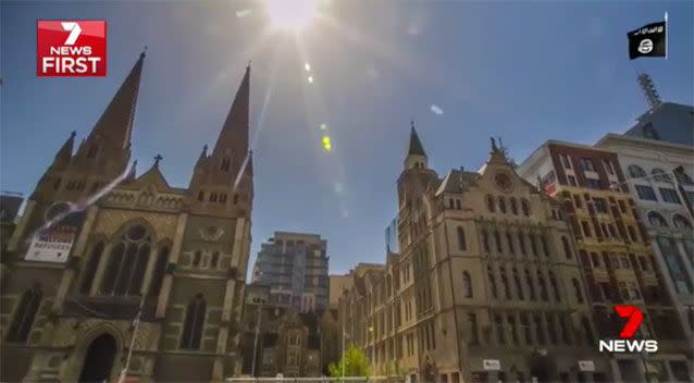 The video shows St Paul's Cathedral. Source: 7News