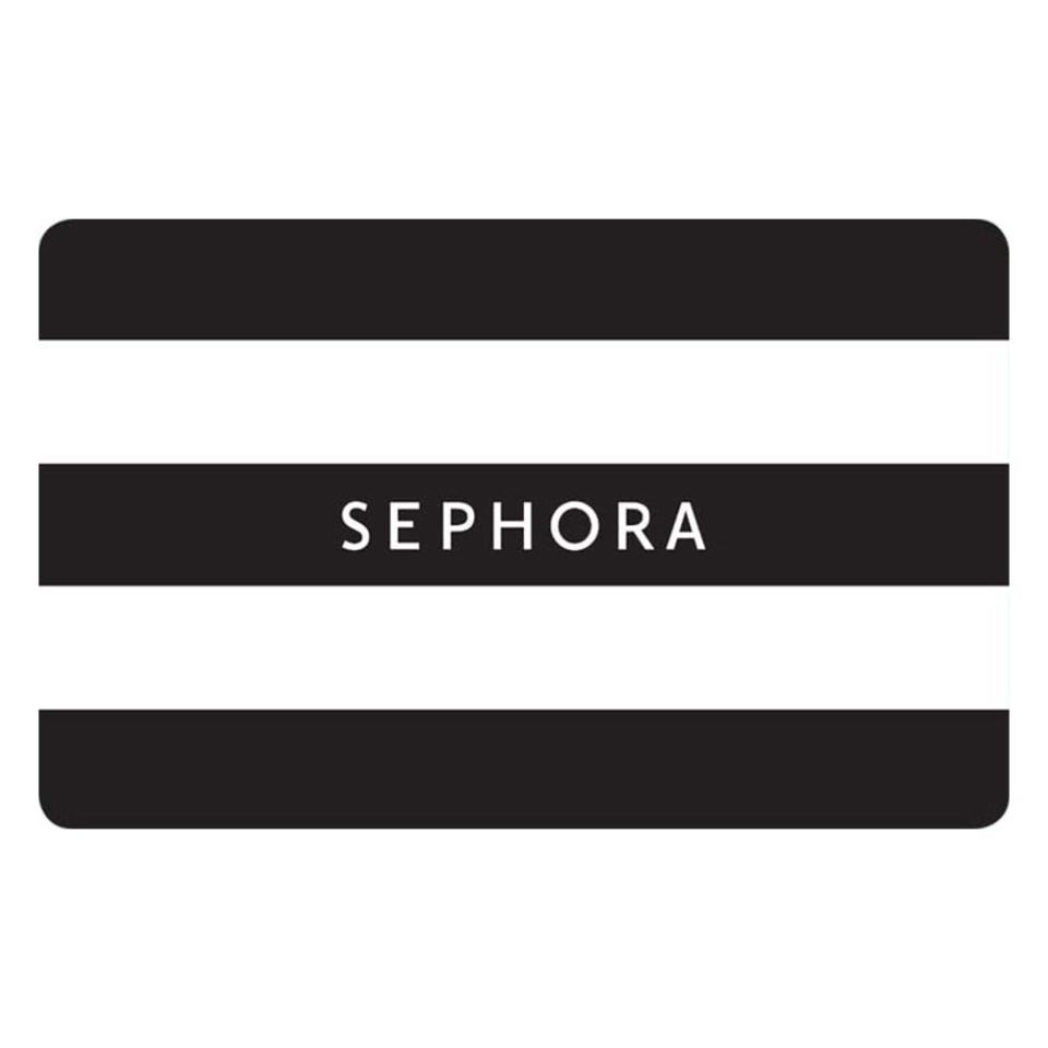 <p><a href="https://www.amazon.com/Sephora-Black-White-Stripes-eGift/dp/B0C3MCWKZK/?tag=syn-yahoo-20&ascsubtag=%5Bartid%7C2089.g.42558492%5Bsrc%7Cyahoo-us" rel="nofollow noopener" target="_blank" data-ylk="slk:Shop Now;elm:context_link;itc:0;sec:content-canvas" class="link ">Shop Now</a></p><p>E-Gift Card</p><p>amazon.com</p><p>$25.00</p>