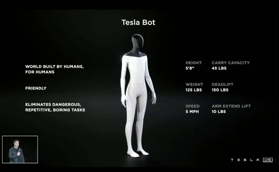 The specifications of the Tesla Bot (Tesla)
