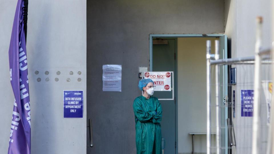 A nurse outside of a hospital in Melbourne