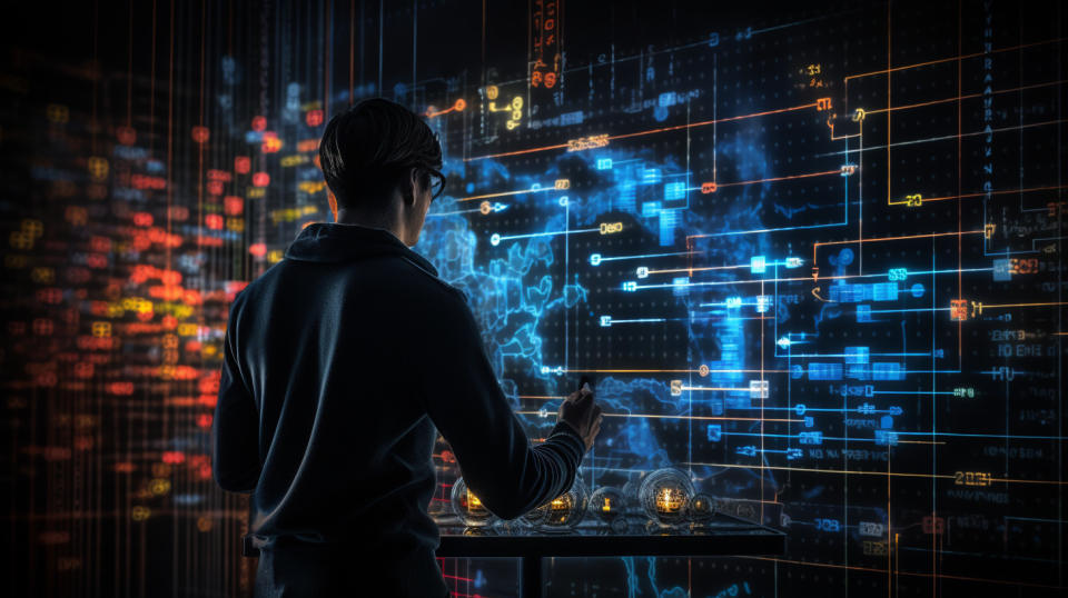 A person studying a financial chart intently, the power of data at their fingertips.