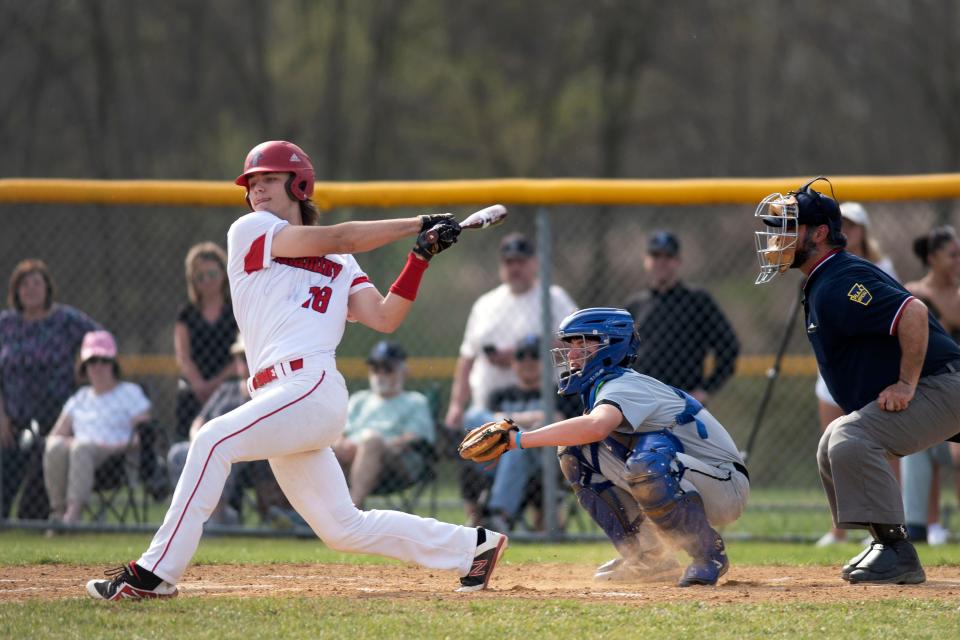 Neshaminy senior Stone Powell at bat.