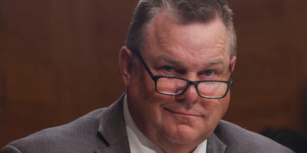 Democratic Sen. Jon Tester of Montana at a Senate Banking, Housing, and Urban Affairs Committee hearing on September 14, 2021.